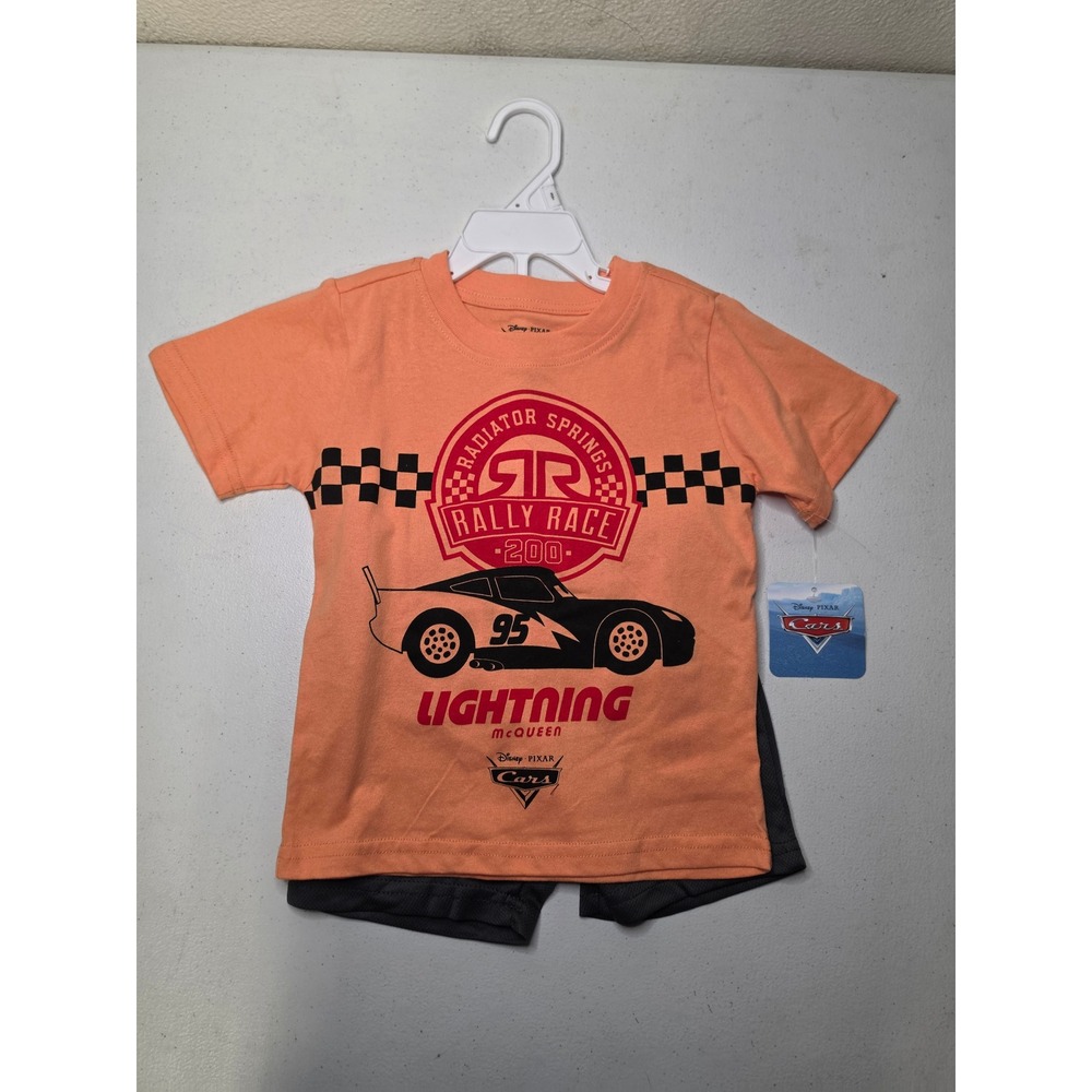 Disney Pixar Cars Lightning McQueen T-Shirt and Shorts Set Orange Gray 3T